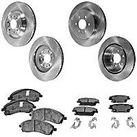 Front and Rear Brake Disc and Pad Kit, Plain Surface, 6 Lugs, Ceramic, Cast Iron, Pro-Line Series