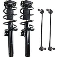 4-Piece Kit Front, Driver and Passenger Side Suspension with Loaded Strut and Sway Bar Link, Fits 55MM Lower Strut Housing