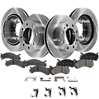Front and Rear Brake Disc and Pad Kit, Plain Surface, 8 Lugs, Ceramic, Pro-Line Series