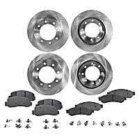 Front and Rear Brake Disc and Pad Kit, Plain Surface, 8 Lugs, Semi-Metallic, Pro-Line Series