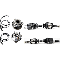 4-Piece Kit Front, Driver and Passenger Side Suspension, includes Axle Assembly and Wheel Hub