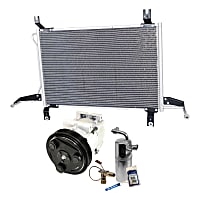 3-Piece Kit A/C Compressor, 6-Groove Pulley, includes A/C Condenser, and A/C Service Kit (A/C Accumulator, A/C Orifice Tube, and A/C O-Ring and Gasket Seal Kit)