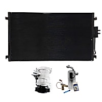 3-Piece Kit A/C Compressor, 6-Groove Pulley, includes A/C Condenser, and A/C Service Kit (A/C Expansion Valve, A/C Receiver Drier, and A/C O-Ring and Gasket Seal Kit)