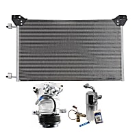 3-Piece Kit A/C Compressor, Turbocharged, DIESEL, 6-Groove Pulley, includes A/C Condenser, and A/C Service Kit (A/C Accumulator, A/C Orifice Tube, and A/C O-Ring and Gasket Seal Kit)