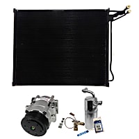 3-Piece Kit A/C Compressor, 8-Groove Pulley, includes A/C Condenser, and A/C Service Kit (A/C Accumulator, A/C Expansion Valve, A/C Orifice Tube, and A/C O-Ring and Gasket Seal Kit)
