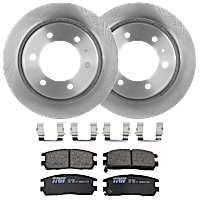 KIT-062924-22 Rear Brake Disc and Pad Kit, 2 Wheel Set, Plain Surface, 6 Lugs, Ceramic, includes Brake Disc and Brake Pad Set