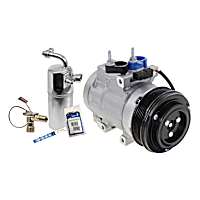 2-Piece Kit A/C Compressor Kit with A/C Service Kit, 5.4L Engine, with Clutch, 6-Groove Pulley, with 131.0 in. WB and Rear A/C, with Hose Fitting Bolts on the Left, 4.53 in. Diameter Clutch
