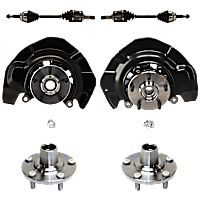 6-Piece Kit Front, Passenger Side, Driver Side Steering Knuckle, With Bearing, With Dust Shield, Includes (2) Axle Assembly, (2) Knuckle, and (2) Wheel Hub