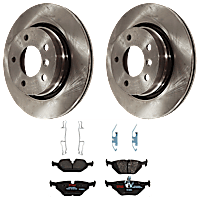 KIT-070624-189 Rear Brake Disc and Pad Kit, 2-Wheel Set, Plain Surface, 5 Lugs, Semi-Metallic, Includes Brake Disc and Brake Pad Set