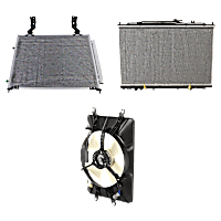 3-Piece Kit A/C Condenser, with Cooling Fan Assembly and Radiator, 3.5L Eng., 6 Cyl.