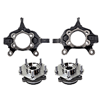4-Piece Kit Front, Driver and Passenger Side Wheel Hub, With Bearing, Includes (2) Knuckle and (2) Wheel Hub