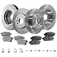 8-Piece Kit Front and Rear Brake Disc and Pad Kit, Plain Surface, 5 Lugs, Semi-Metallic - Front, Ceramic - Rear, Pro-Line Series