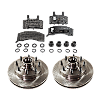 Front Brake Disc and Pad Kit, Plain Surface, 8 Lugs, Semi-Metallic, Pro-Line Series, Includes (2) Brake Disc and (1) Brake Pad Set