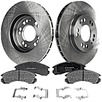 Front Brake Disc and Pad Kit, Plain Surface, 5 Lugs, Semi-Metallic, Cast Iron, Pro-Line Series
