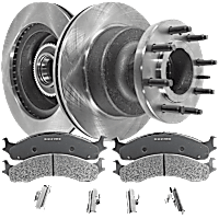 4-Piece Kit Front Brake Disc and Pad Kit, Plain Surface, 8 Lugs, Semi-Metallic, Cast Iron, Pro-Line Series