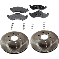 Front Brake Disc and Pad Kit, Plain Surface, 6 Lugs, Semi-Metallic, Cast Iron, Pro-Line Series