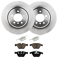 KIT-072524-69 Front Brake Disc and Pad Kit, 2-Wheel Set, Plain Surface, 5 Lugs, Semi-Metallic, includes Brake Disc and Brake Pad Set