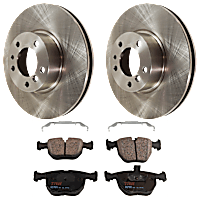 KIT-072524-75 Front Brake Disc and Pad Kit, 2-Wheel Set, Plain Surface, 5 Lugs, Semi-Metallic, includes Brake Disc and Brake Pad Set