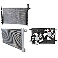 3-Piece Kit A/C Condenser, includes (1) A/C Condenser, (1) Cooling Fan Assembly and (1) Radiator, 3.6L Eng., 6 Cyl.