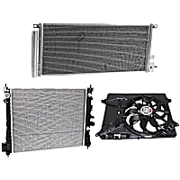 3-Piece Kit A/C Condenser, includes (1) A/C Condenser, (1) Cooling Fan Assembly and (1) Radiator, 1.4L Eng., 4 Cyl.