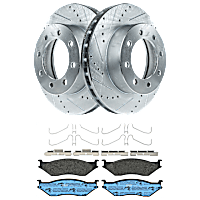 KIT-072924-1409 Front Brake Disc and Pad Kit, Cross-drilled and Slotted 8 Lugs Semi-metallic