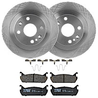 KIT-072924-1592 Rear Brake Disc and Pad Kit, Plain Surface 4 Lugs Ceramic