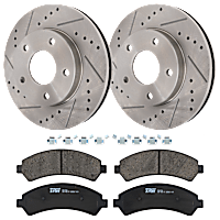 KIT-072924-314 Front Brake Disc and Pad Kit, Cross-drilled and Slotted 5 Lugs Ceramic