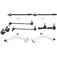 10-Piece Kit Front, Driver and Passenger Side, Lower Control Arms, Includes (2) Ball Joint, (2) Control Arm, (2) Sway Bar Link, and (4) Tie Rod End