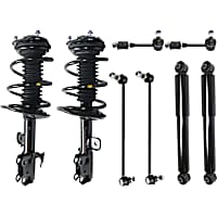 8-Piece Kit Front and Rear, Driver and Passenger Side Suspension Includes Loaded Struts, Shock Absorbers, and Sway Bar Links