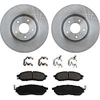 4-Piece Kit Front Brake Disc and Pad Kit, Plain Surface, 5 Lugs, Ceramic, Includes Shims and hardware, Pro-Line Series