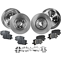 8-Piece Kit Front and Rear Brake Disc and Pad Kit, Plain Surface, 5 Lugs, Cast Iron , Pro-Line Series