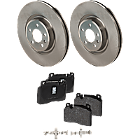 Front Brake Disc and Pad Kit, Plain Surface, 5 Lugs, Organic, Cast Iron, Pro-Line Series