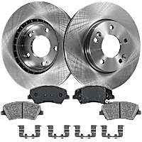 4-Piece Kit Front Brake Disc and Pad Kit, Plain Surface, 5 Lugs, Ceramic, Cast Iron, Pro-Line Series