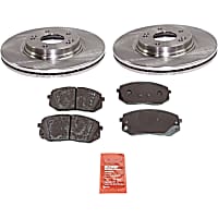 4-Piece Kit Front Brake Disc and Pad Kit, Plain Surface 5 Lugs; Vented; Ceramic, Pro-Line Series , includes (2) Brake Disc and (1) Brake Pad Set