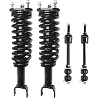 4-Piece Kit Front, Driver and Passenger Side Suspension with Loaded Struts and Sway Bar Links, Four Wheel Drive