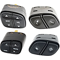 4-Piece Kit Radio Control Switch with Dash Display Switch, 4 Female Pin Terminals, Green Backlight