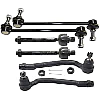 6-Piece Kit Front, Driver and Passenger Side Suspension Includes Sway Bar Links and Tie Rod Ends