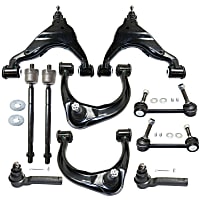 10-Piece Kit Front, Driver and Passenger Side, Upper and Lower Control Arm Kit, Includes (4) Control Arm, (2) Sway Bar Link, and (4) Tie Rod End