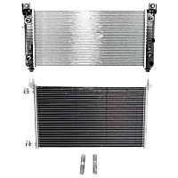 Radiator with A/C Condenser, 4.3L/4.8L/5.3L Eng., Plastic Tank, with A/C Condenser