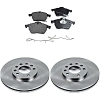 KIT-090221-445 Front Brake Disc and Pad Kit, Plain Surface 5 Lugs Organic Brake Disc Autospecialty By Powerstop; Brake Pad Set Pro-Line Series