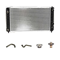 5-Piece Kit Radiator with Radiator Cap, Radiator Hoses, and Thermostat, 4.3L Engine, Aluminum Core, Plastic Tank