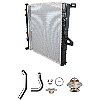 6-Piece Kit Radiator, 4.0L Engine, Aluminum Core, Plastic Tank, includes Radiator Cap, Radiator Hose, Thermostat, and Thermostat Gasket
