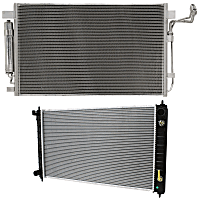 Radiator with A/C Condenser, 2.5L/3.5L Eng., Plastic Tank