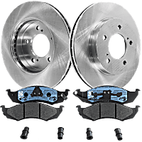 Front Brake Disc and Pad Kit, Plain Surface, 5 Lugs, Cast Iron, Semi-Metallic Pad Material, Pro-Line Series