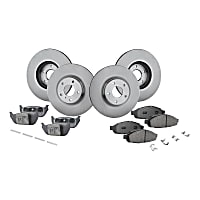 Front and Rear Brake Disc and Pad Kit, Plain Surface, 5 Lugs, Cast Iron , Pro-Line Series