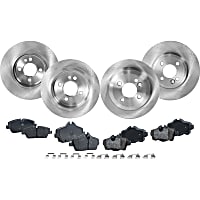 Front and Rear Brake Disc and Pad Kit, Plain Surface, 4 Lugs, Cast Iron , Pro-Line Series