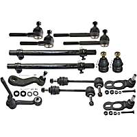 14-Piece Kit Front, Driver and Passenger Side Suspension Includes Ball Joints, Idler Arm, Pitman Arm, Sway Bar Links, Tie Rod Adjusting Sleeves, and Tie Rod Ends