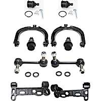 10-Piece Kit Front, Driver and Passenger Side, Upper Control Arm Kit, Includes (4) Ball Joint, (2) Control Arm, (2) Control Arm Bracket, and (2) Sway Bar Link