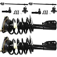 8-Piece Kit Front, Driver and Passenger Side Suspension with Ball Joints, Loaded Struts, and Tie Rod Ends, Sedan