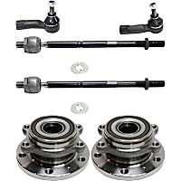 6-Piece Kit Front, Driver and Passenger Side Suspension Includes Tie Rod End and Wheel Hub